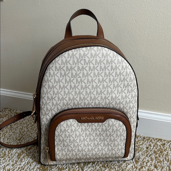 Michael Kors Tan and Cream Signature Backpack - Picture 1 of 7